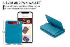 Hunterson RFID Magic Wallet Leder met Muntvak - Turquoise