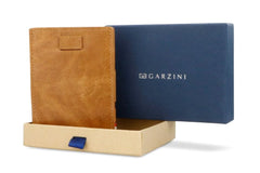 Garzini RFID Magic Wallet Card Sleeve met Muntvak Brushed - Cognac