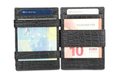 Garzini RFID Magic Wallet Leder ID Venster Croco - Zwart