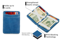 Hunterson RFID Magic Wallet Leder met Muntvak - Azuur-Wit
