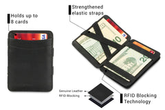 Hunterson RFID Magic Wallet Leder met Muntvak - Zwart