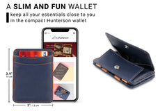 Hunterson RFID Magic Wallet Leder met Muntvak - Blauw-Oranje