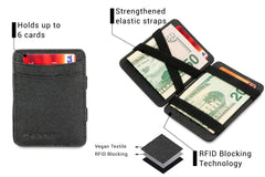 Hunterson Vegan RFID Magic Wallet met Muntvak - Charcoal