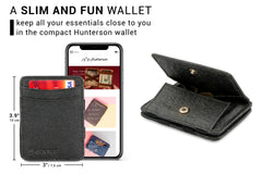 Hunterson Vegan RFID Magic Wallet met Muntvak - Charcoal
