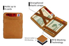 Hunterson RFID Magic Wallet Leder met Muntvak - Cognac