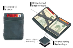 Hunterson RFID Magic Wallet Leder met Muntvak - Grijs