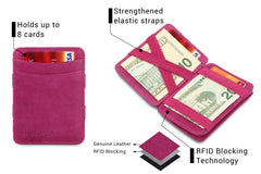 Hunterson RFID Magic Wallet Leder met Muntvak - Framboosroze
