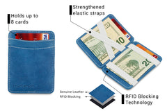 Hunterson RFID Magic Wallet Leder - Azuur-Wit