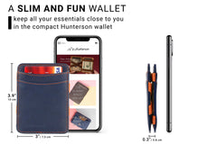 Hunterson RFID Magic Wallet Leder - Blauw-Oranje