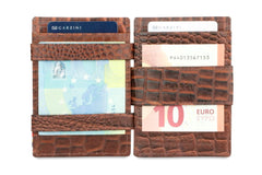 Garzini RFID Magic Wallet met Muntvak Croco - Bruin