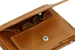 Garzini RFID Magic Wallet met Muntvak Plus Brushed - Cognac