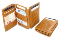 Garzini RFID Magic Wallet met Muntvak Plus Brushed - Cognac