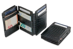 Garzini RFID Magic Wallet met Muntvak Plus Croco - Zwart