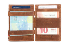Garzini RFID Magic Wallet Card Sleeve met Muntvak Brushed - Bruin