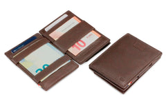 Garzini RFID Magic Wallet Card Sleeve met Muntvak Nappa - Bruin