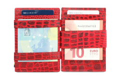 Garzini RFID Magic Wallet Card Sleeve met Muntvak Croco - Rood