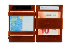 Garzini RFID Magic Wallet Card Sleeve met Muntvak Vintage - Bruin