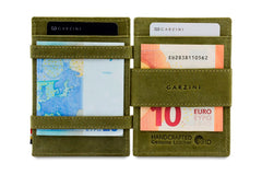 Garzini RFID Magic Wallet Card Sleeve met Muntvak Vintage - Groen