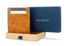 Garzini RFID Magic Wallet Leder Brushed - Cognac
