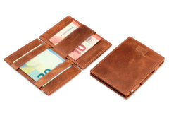 Garzini RFID Magic Wallet Leder Card Sleeves Brushed - Bruin