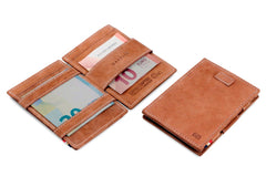 Garzini RFID Magic Wallet Leder Card Sleeves Vintage - Cognac