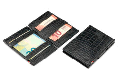 Garzini RFID Magic Wallet Leder Card Sleeves Croco - Zwart